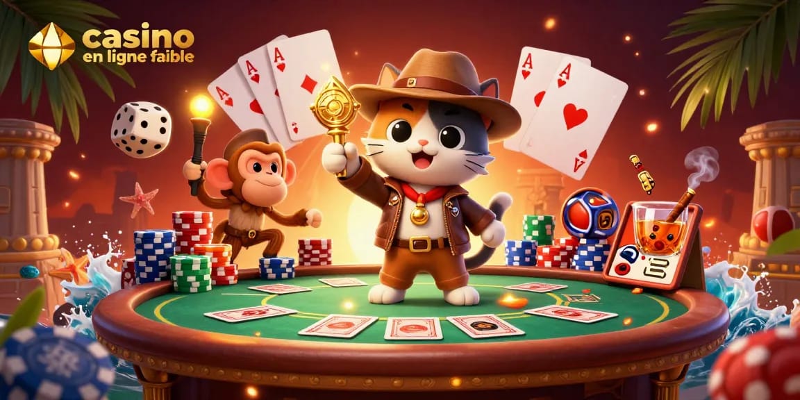 Scène d'exploration excitante avec un chat archéologue et un compagnon singe dévoilant des artefacts de casino, incarnant casino en ligne fiable.