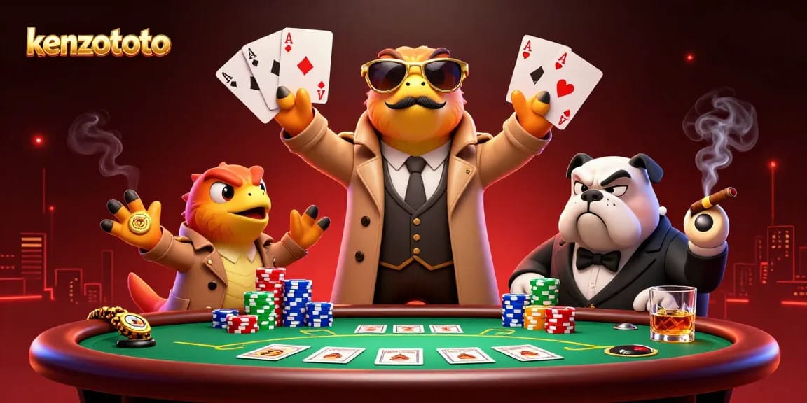 Engage with kenzototo's exciting VIP casino scene featuring raptors in a trench coat.