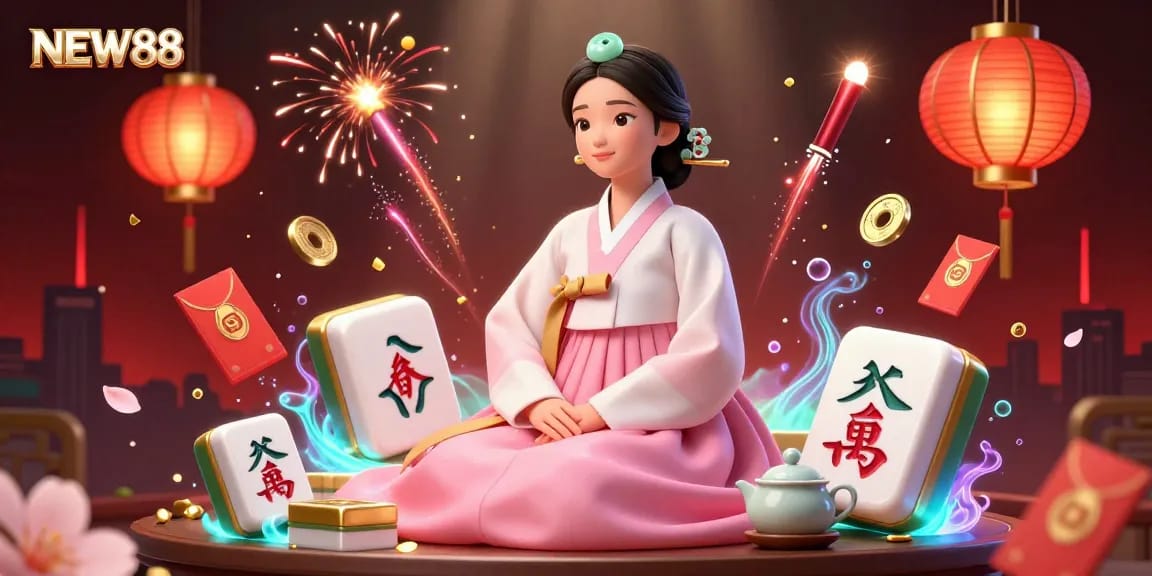Experience the excitement at NEW88 with captivating mahjong and festive casino elements.