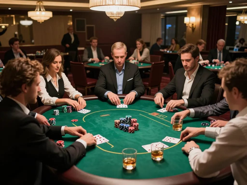 Experience strategic excitement with GGLBET during a high-stakes poker game in a luxury casino.