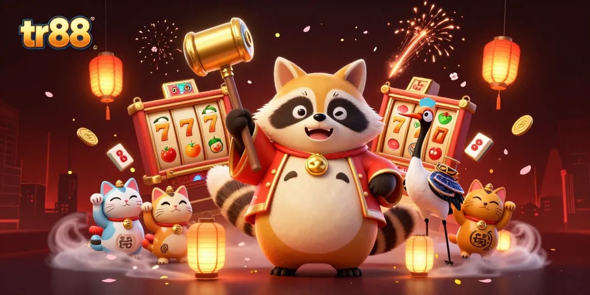 Play slots and win big with tr88 in this vibrant illustration featuring engaging casino elements.