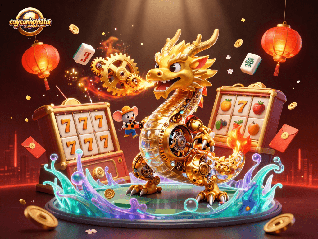 Spin slots and win with caycanhphattai's golden rewards and 3D elements.