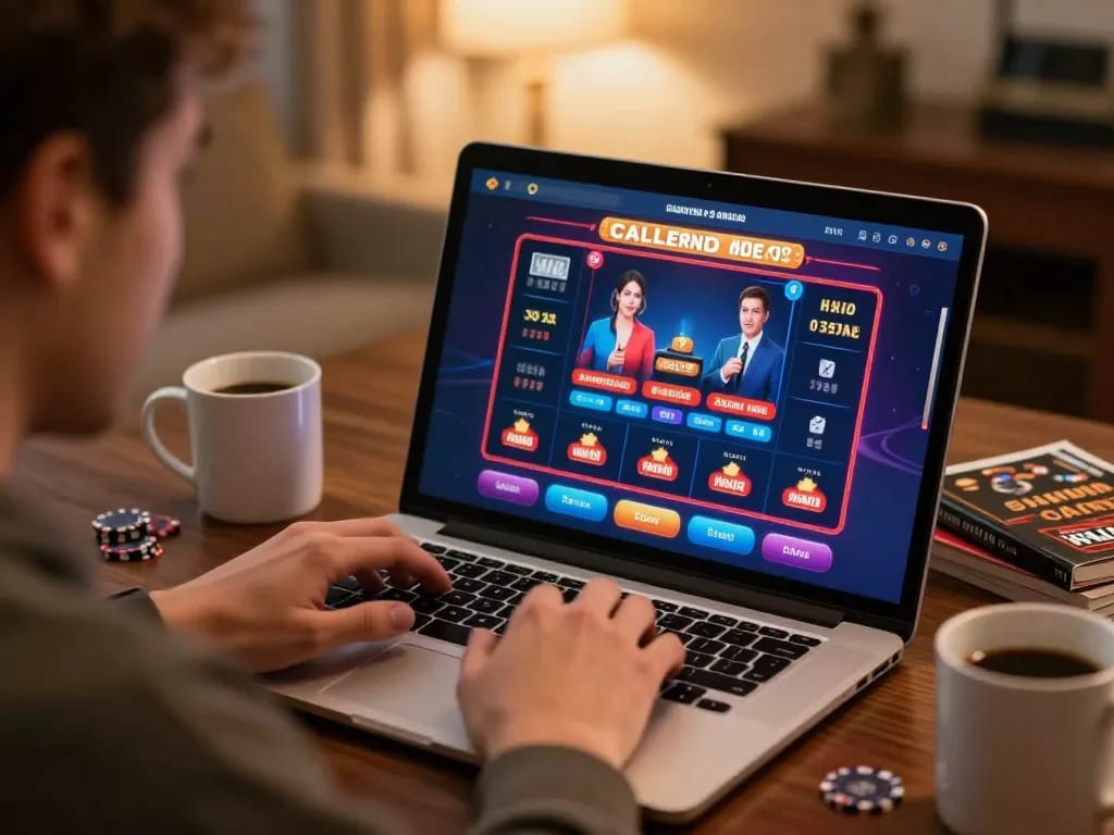 Engaged player exploring online casinos in Canada from home, showcasing strategy and excitement.