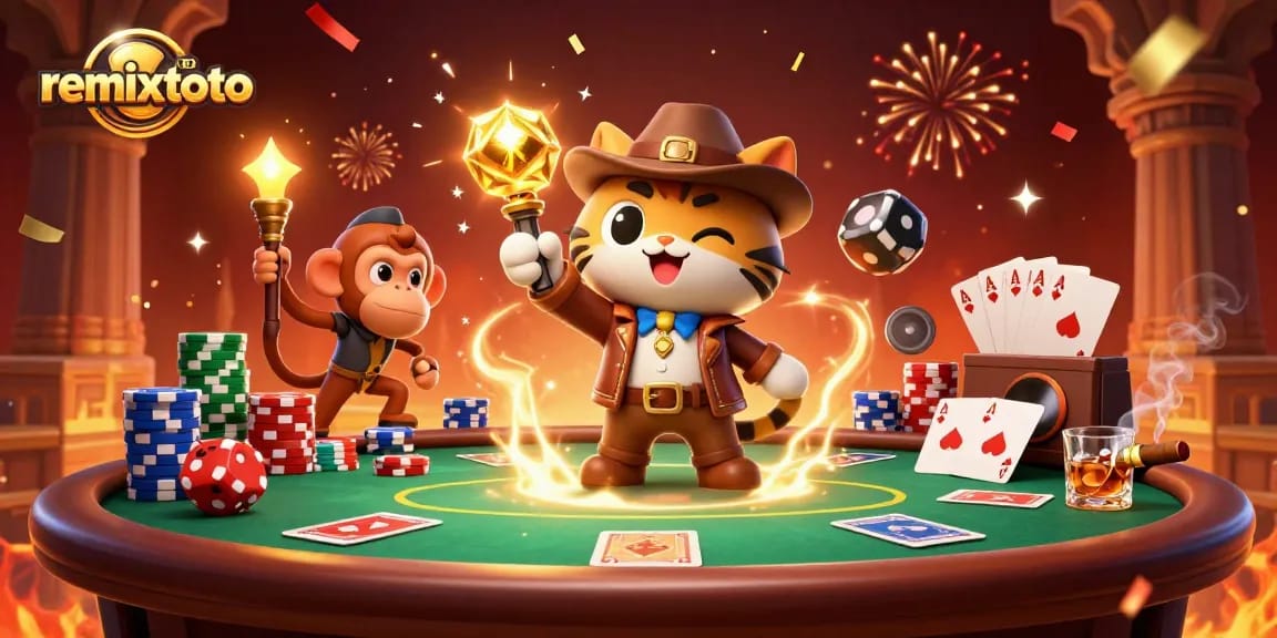 Engage in thrilling Remixtoto adventures with an explorer cat and monkey companion uncovering casino treasures.