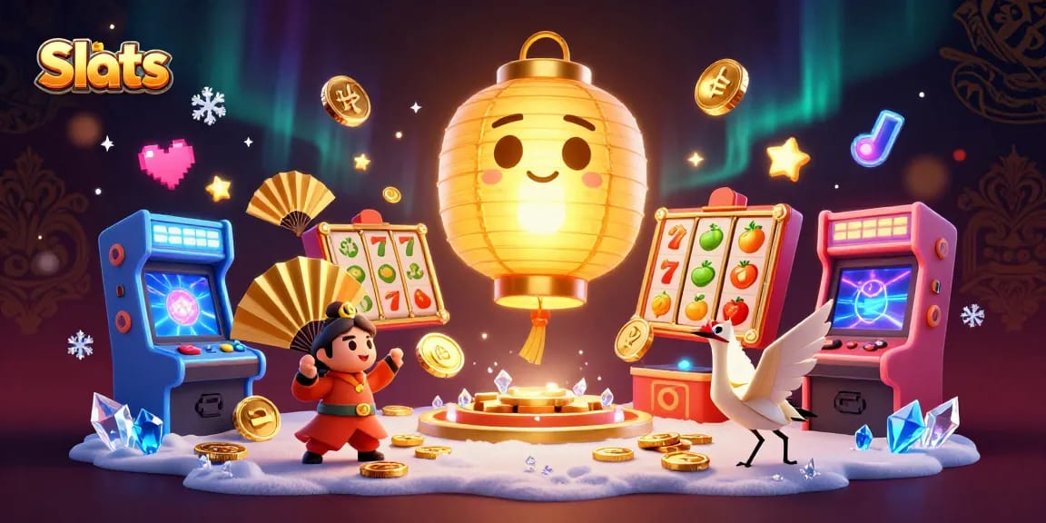 Spin the vibrant Slots with glowing reels and lucky symbols in this captivating casino scene.