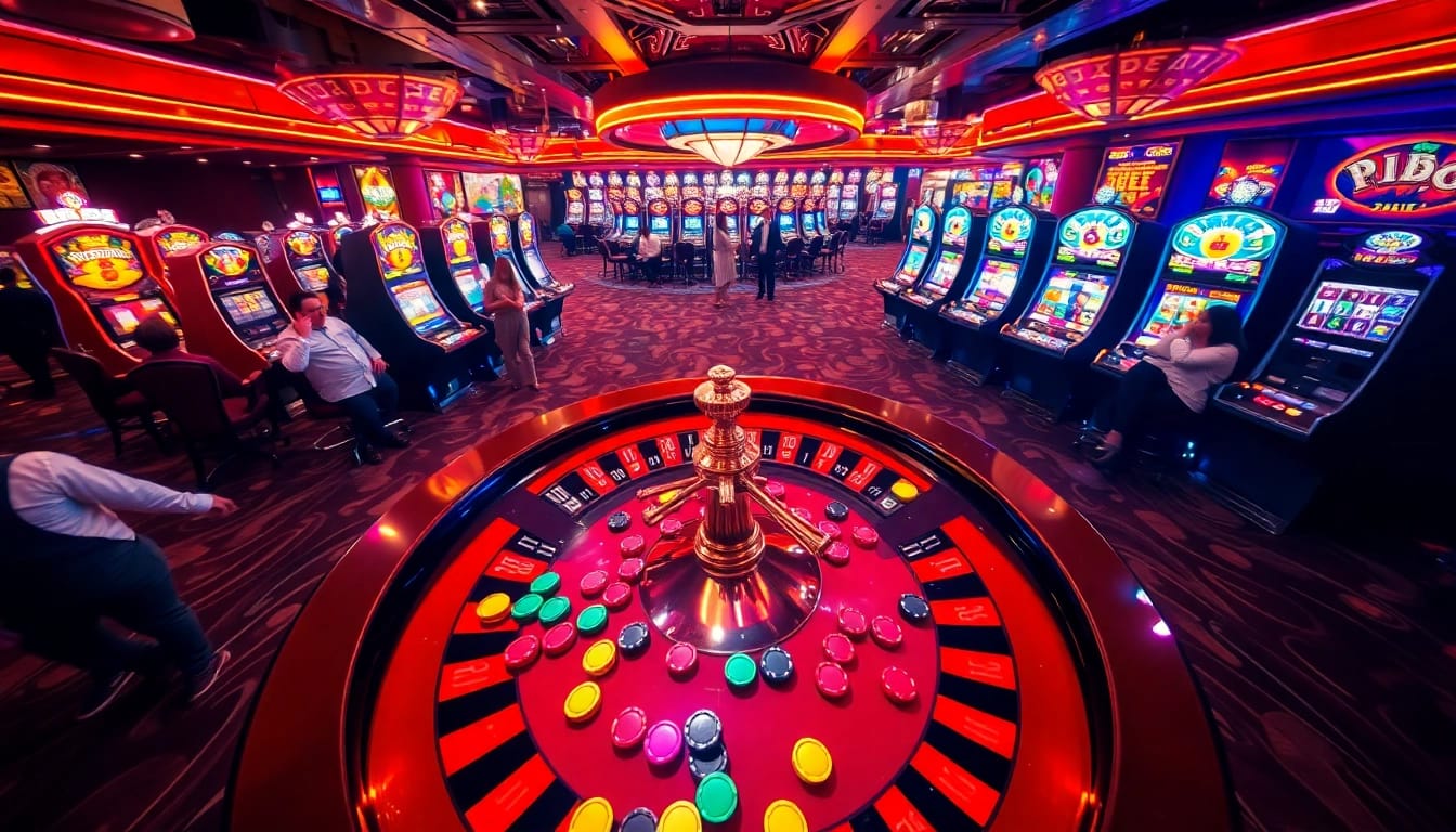 Players enjoying a thrilling game at King88's vibrant casino atmosphere.