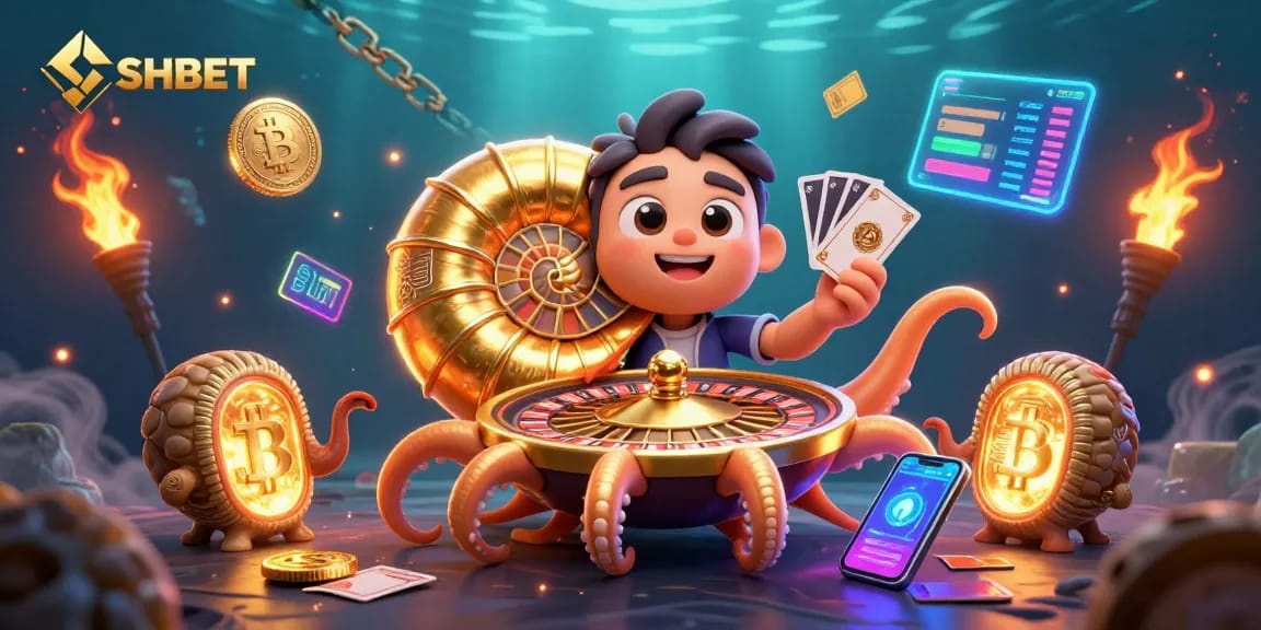 Experience SHBET's vibrant world of gaming with dynamic casino elements and crypto coins.