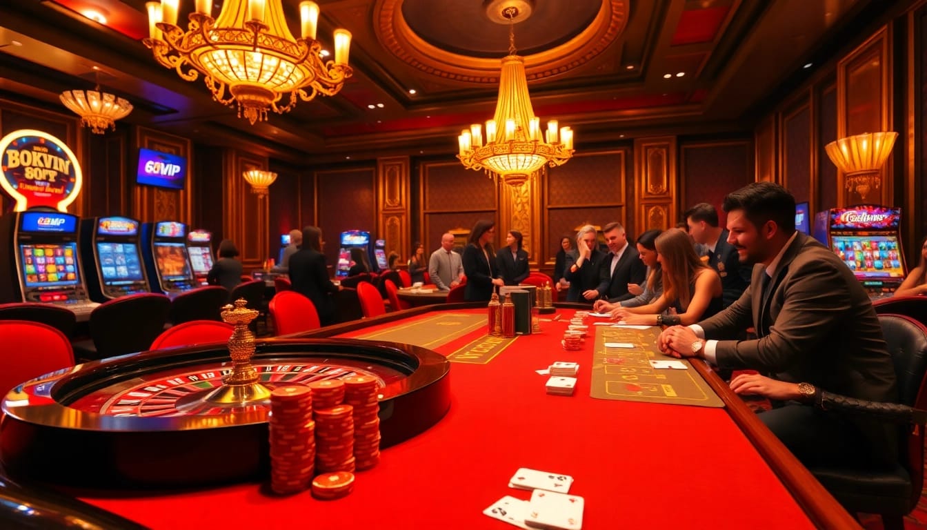 Experience high-stakes gaming with engaging casino elements at 68VIP, featuring vibrant tables and exciting action.