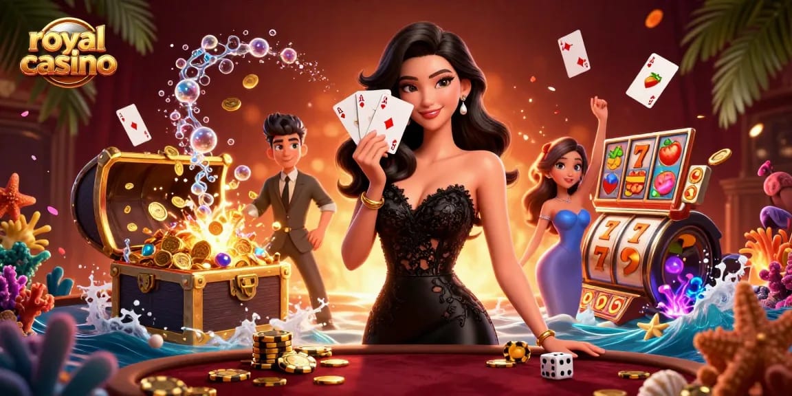 Experience winning thrills at royal casino with an elegant player holding cards in a rich atmosphere.