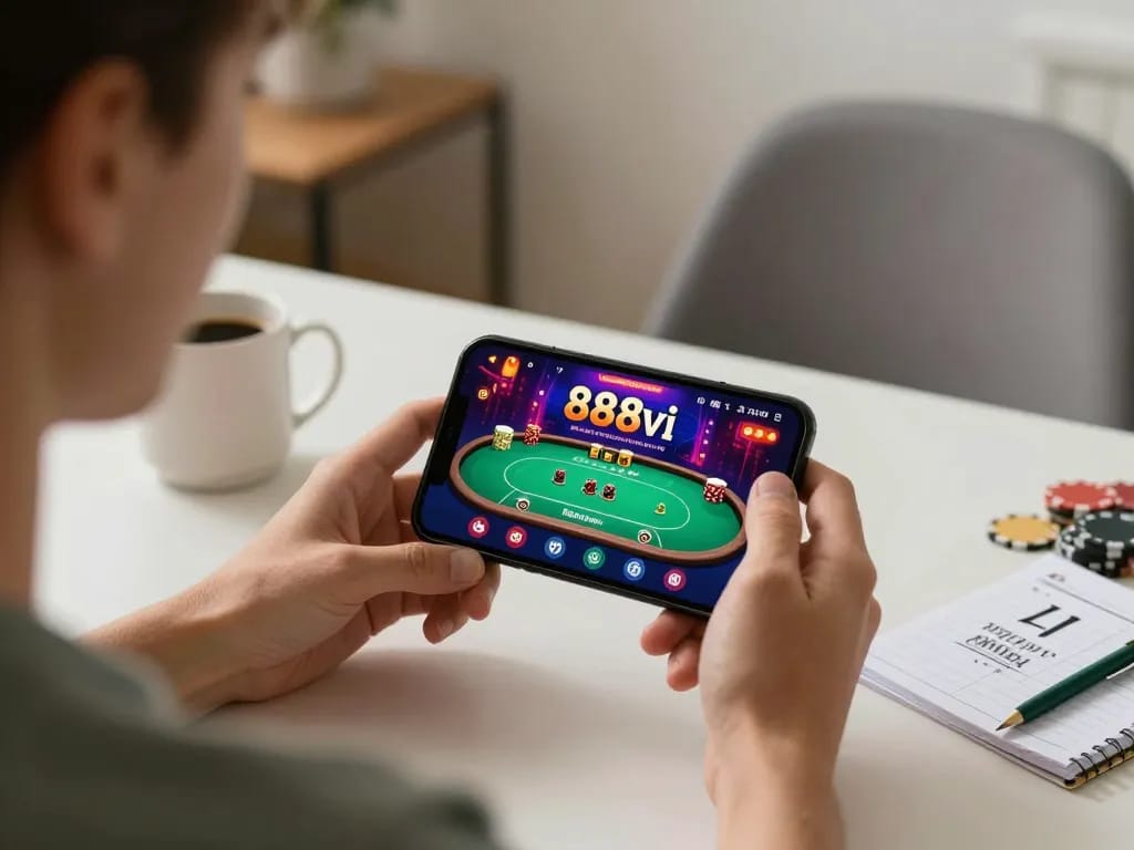 Player enjoying an exciting game on the 888vi app, showcasing strategic moves and vibrant gameplay.