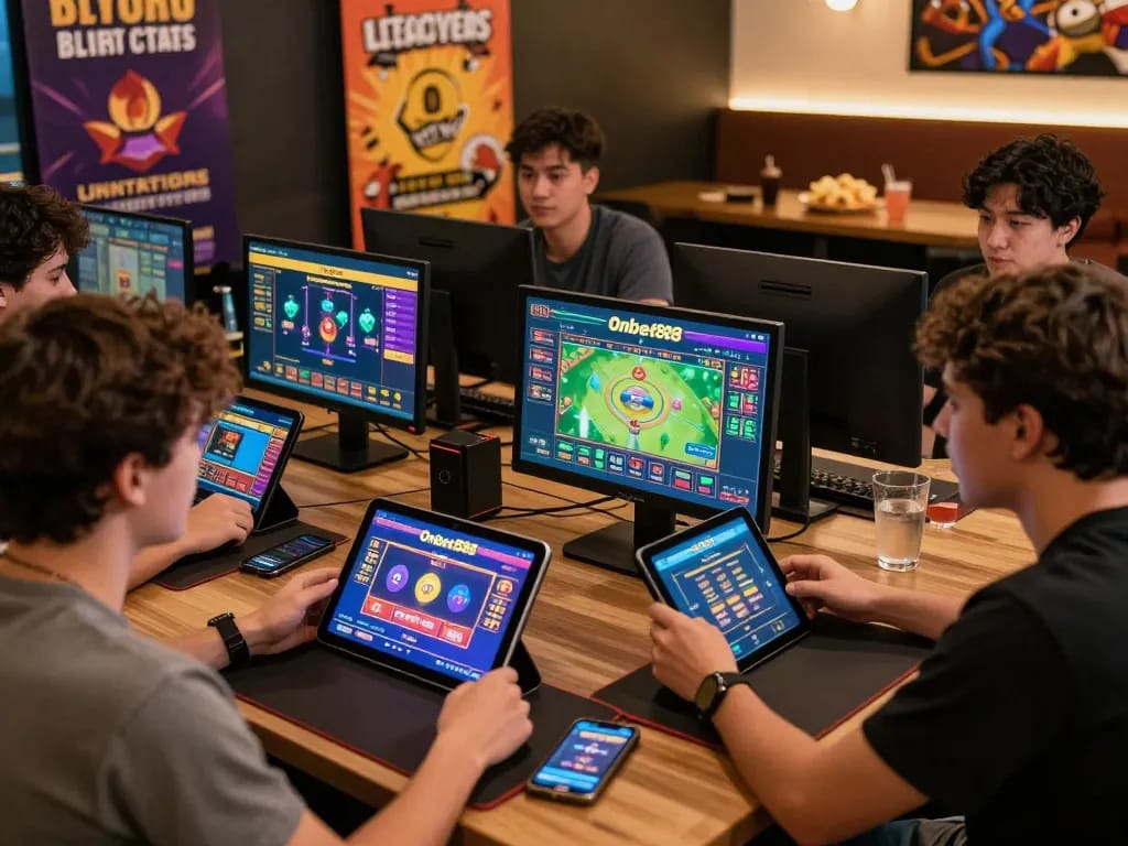 Exciting gaming scene with players engaging on Onbet88 platform showcasing vibrant betting games.