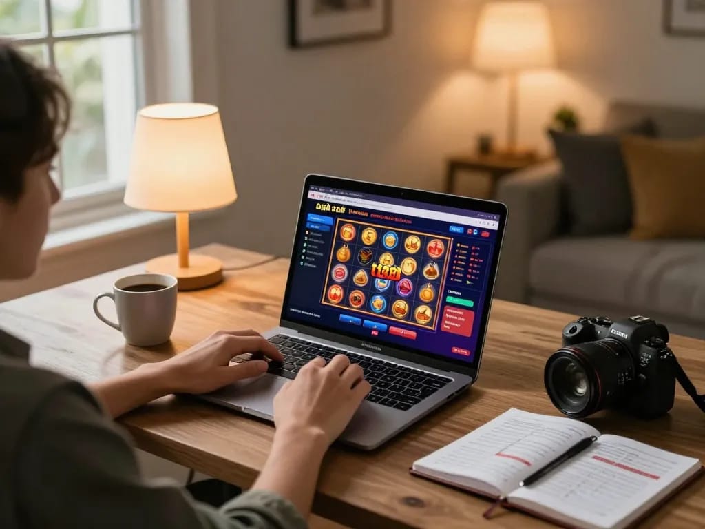 Engaging online casino gameplay on nhà cái tt88 with a player at home.