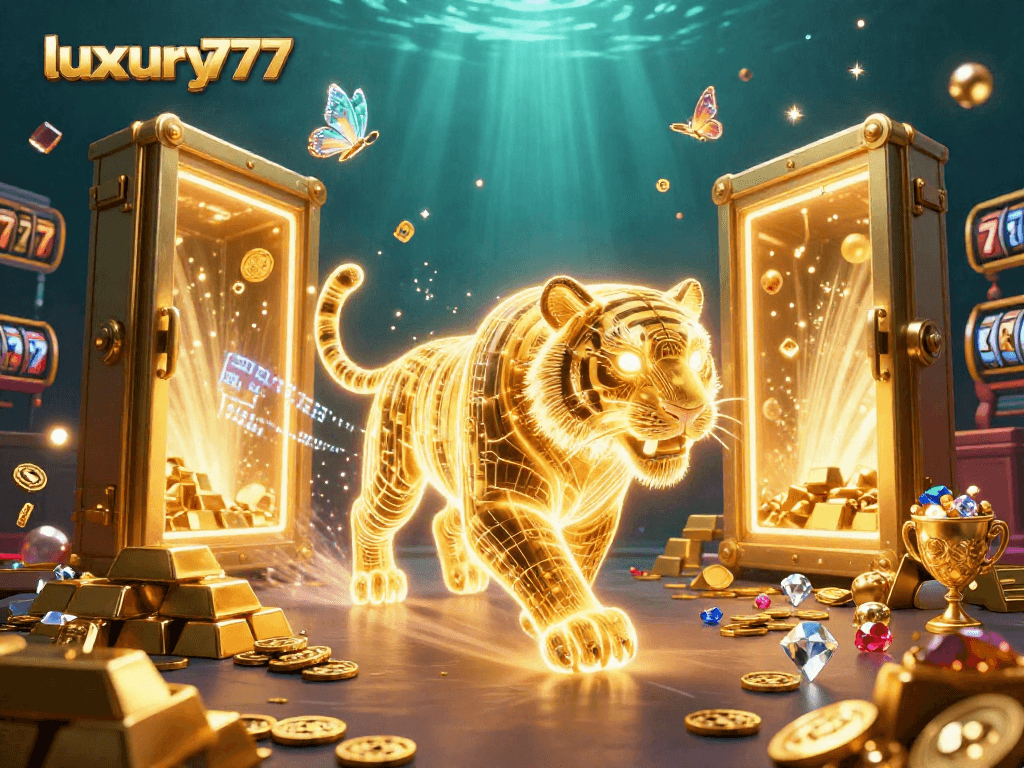 Gali harta karun dalam dunia perjudian luksurius dengan luxury777 dan unsur kreatif seperti harimau energik dan berlian.