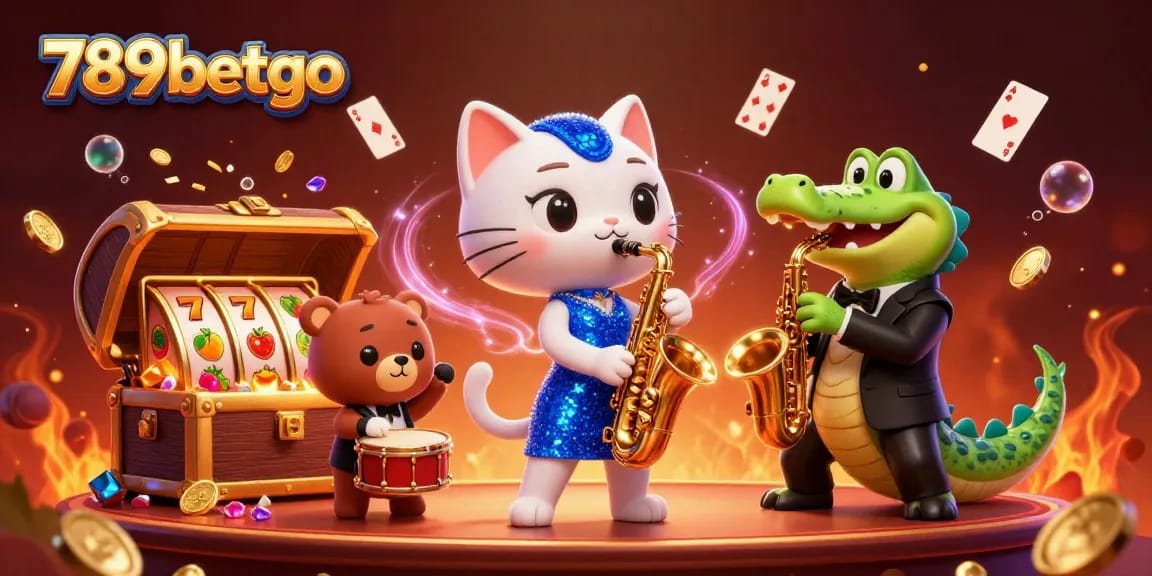 Experience excitement with 789betgo at this engaging casino illustration featuring dynamic characters and games.