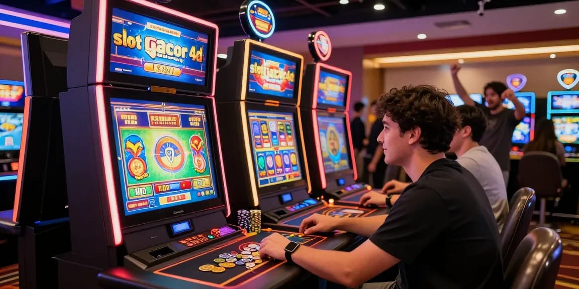 Player enjoying a thrilling game of slot gacor 4d in a vibrant online casino setting.