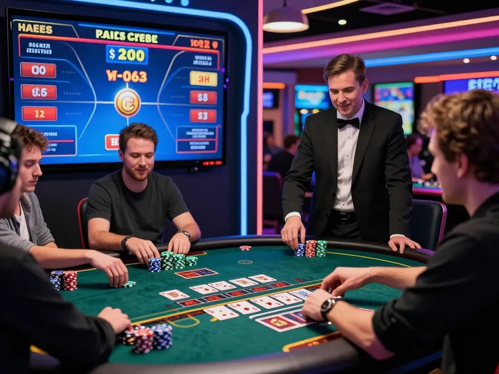 Experience free credit baccarat in a lively online casino, showcasing interactive gaming with engaging dealers and vibrant settings.