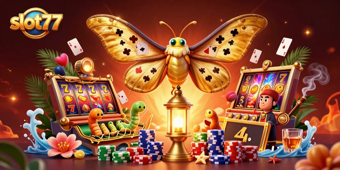Experience the thrill of slot77 with vibrant casino scenes and eye-catching design.