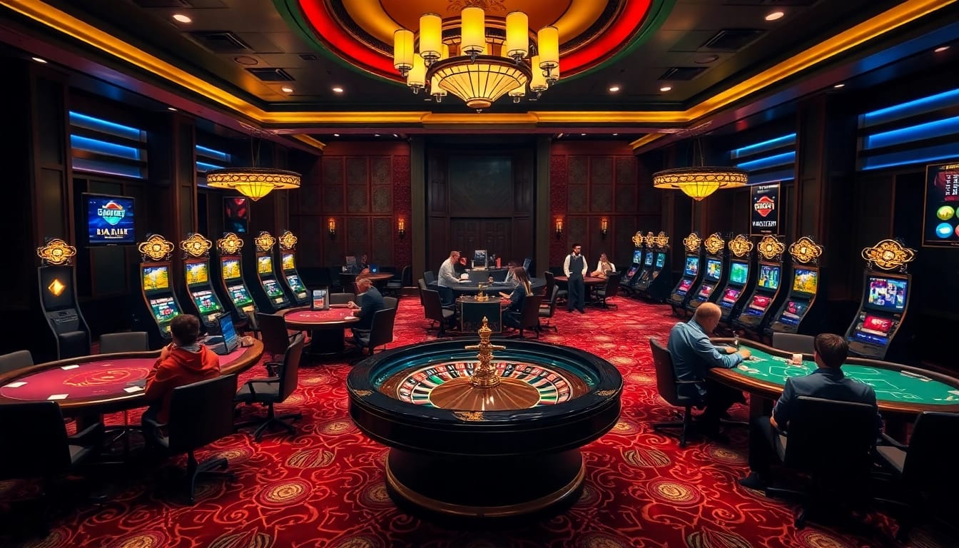 Experience raja luck with an exciting casino scene featuring roulette, poker, and slots.