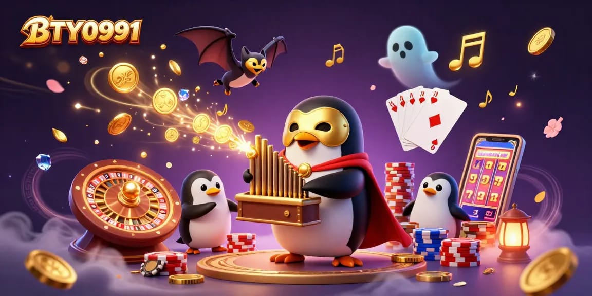 Experience thrilling BTY0991 gameplay with a vibrant casino-themed scene and captivating characters.