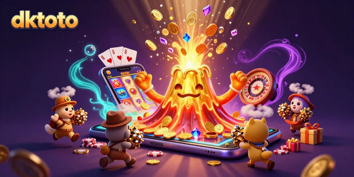 Experience thrilling live baccarat action with dktoto’s animated game elements amidst a treasure eruption.
