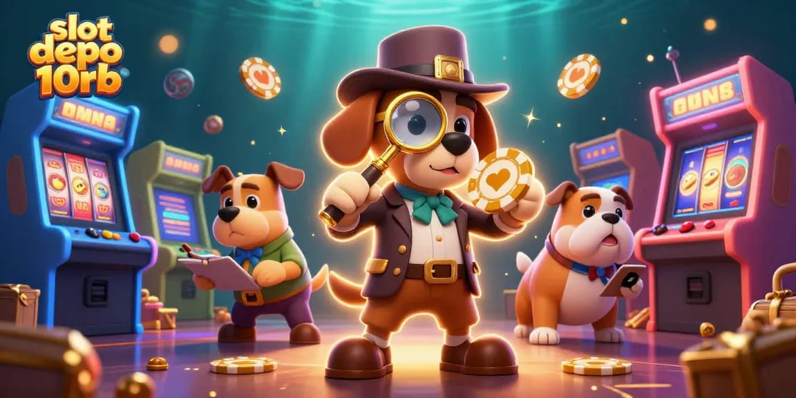 Engage with slot depo 10rb by exploring vibrant 3D casino elements in a colorful illustration.