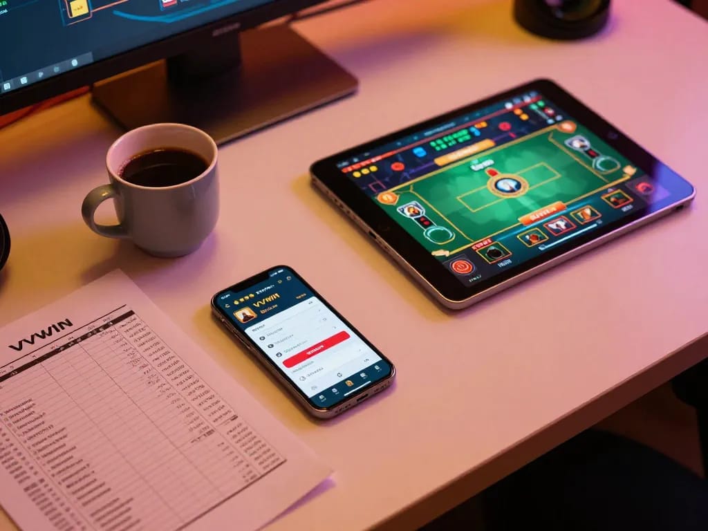 Engaging online gameplay at VVVWIN app with strategic notes and comfortable setup.