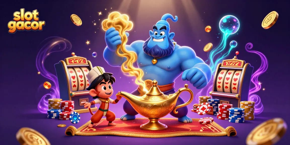 Experience thrilling slot gacor action with vibrant characters and dazzling casino elements in this dynamic illustration.
