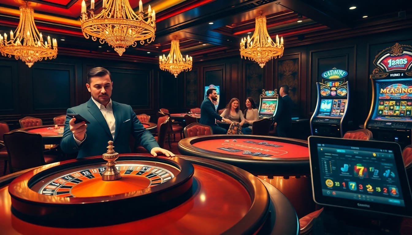 Engage in high-stakes gambling excitement at https://bem88.com with casino tables and vibrant slot machines.