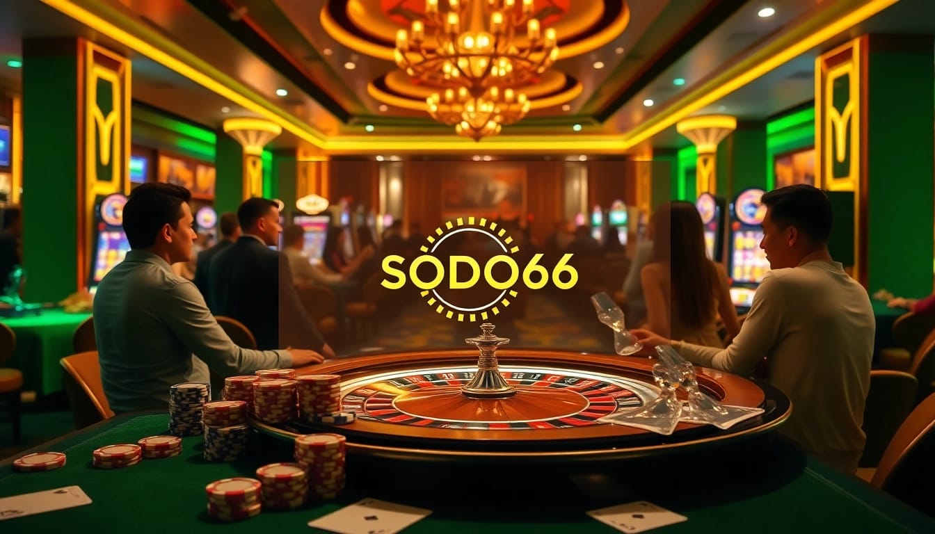 Engaging scene of users experiencing excitement at SODO66's online casino interface.