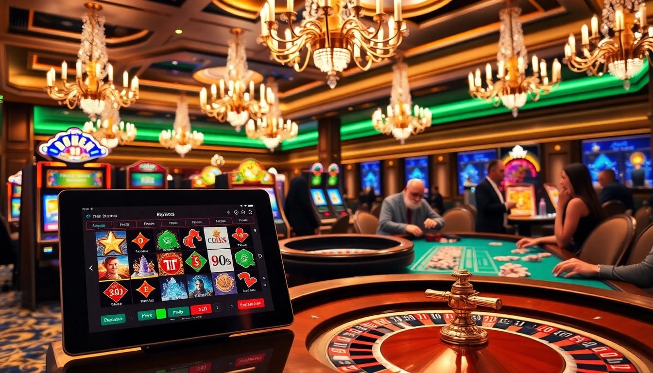 Betting excitement at https://good88k.co/ with vibrant slot machines and professional dealers.