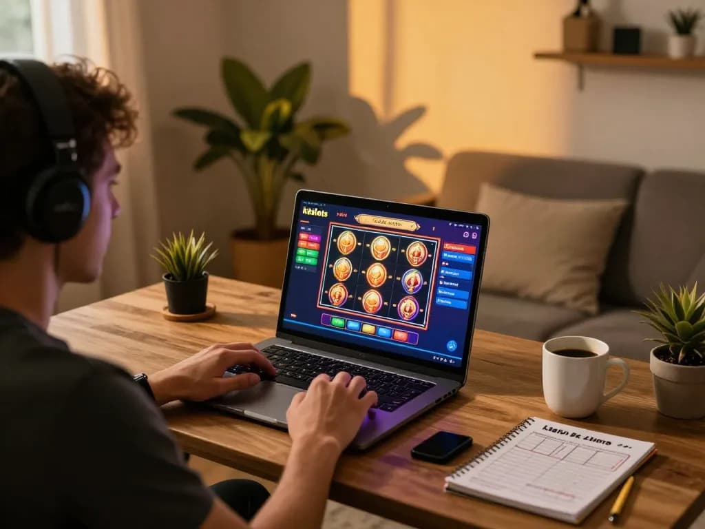 Engaging with kdslots online app in a cozy home gaming setup for exciting gameplay