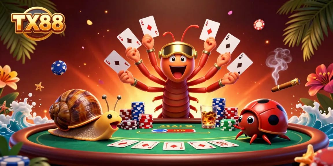 Experience thrilling gameplay at TX88 with a vibrant casino scene featuring colorful chip stacks and animated characters.