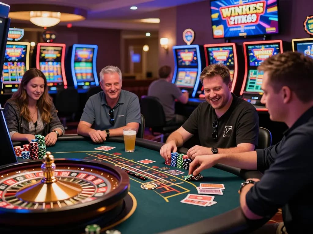 Players enjoying a vibrant online casino atmosphere showcasing winstrike69 excitement and engagement.