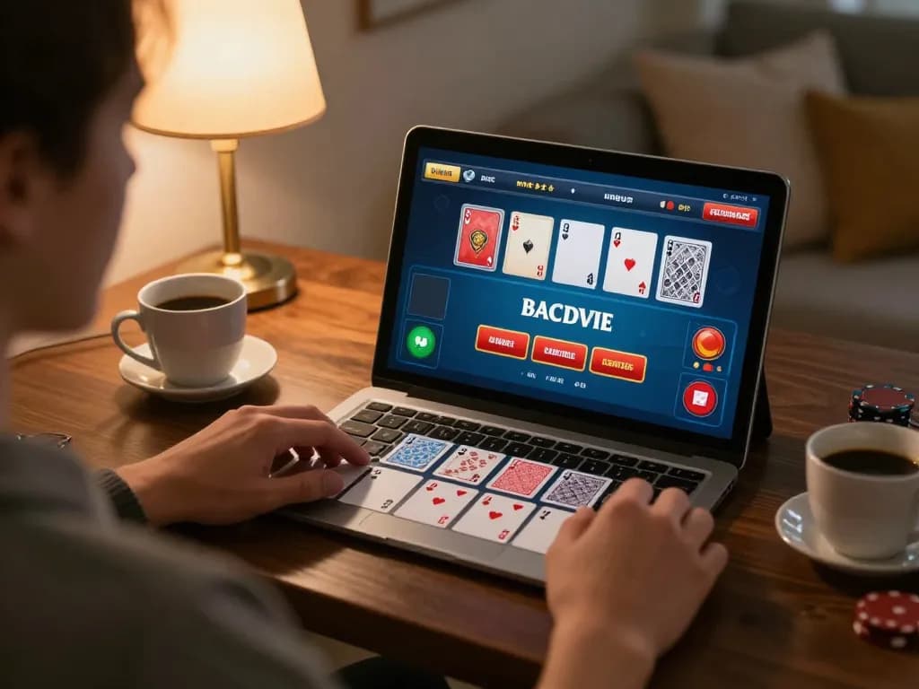open88 user engaging with online blackjack on a tablet in a cozy home setting.