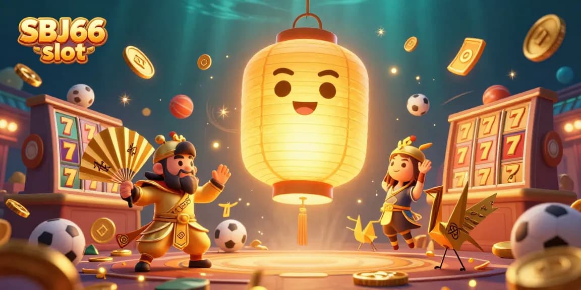 Engage with SBJ66 slot in a vibrant casino scene filled with dynamic elements and golden rewards.