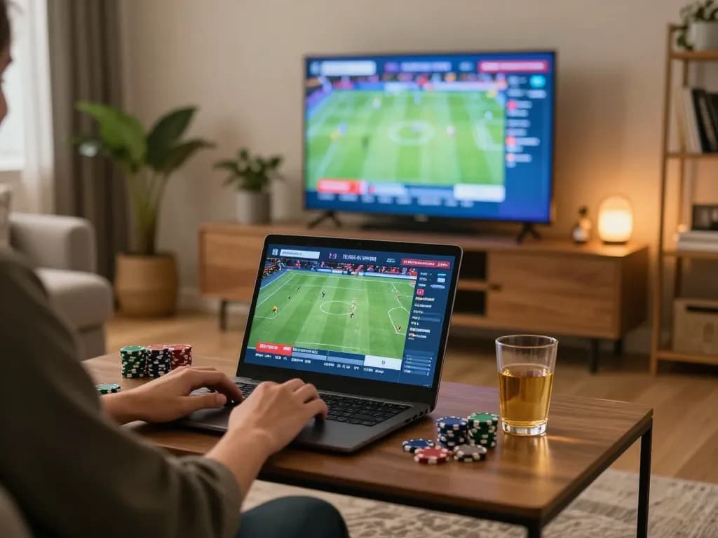 Engaging sports betting experience at home with 88okwin on laptop.