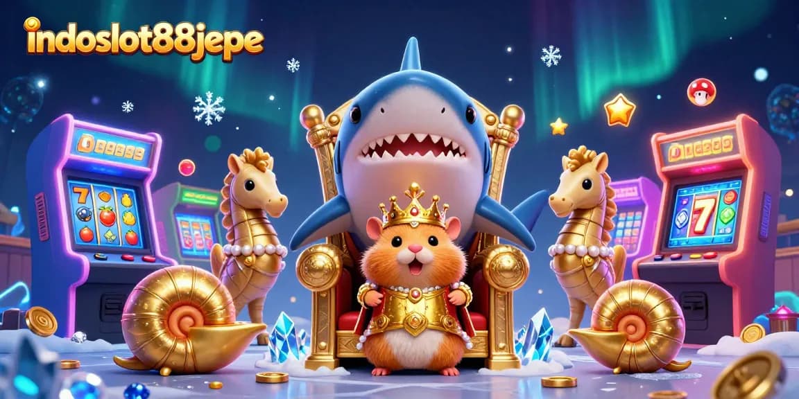 Play games on indoslot88jepe with a vibrant casino scene featuring adorable characters and dynamic game elements.