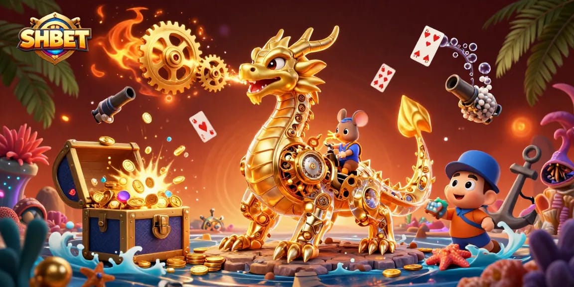 Experience thrilling wins at SHBET with captivating golden dragon and vibrant game elements.