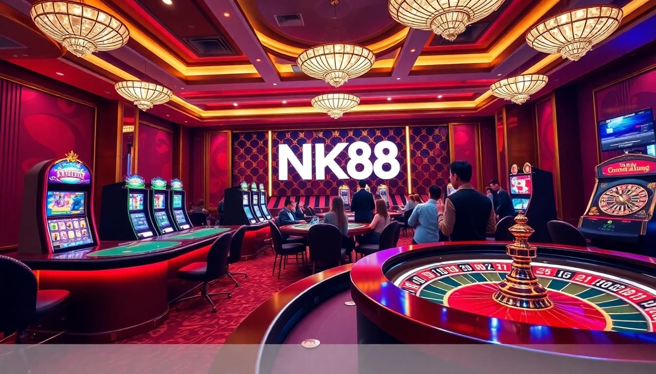 NK88 online gambling interface with immersive casino elements, engaging players at table games.