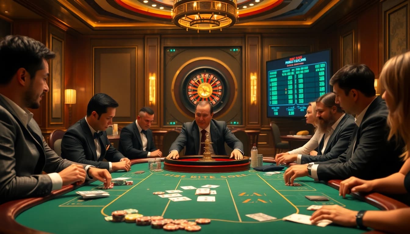 Engaging in high-stakes gambling at the kèo nhà cái table, showcasing excitement and strategy.