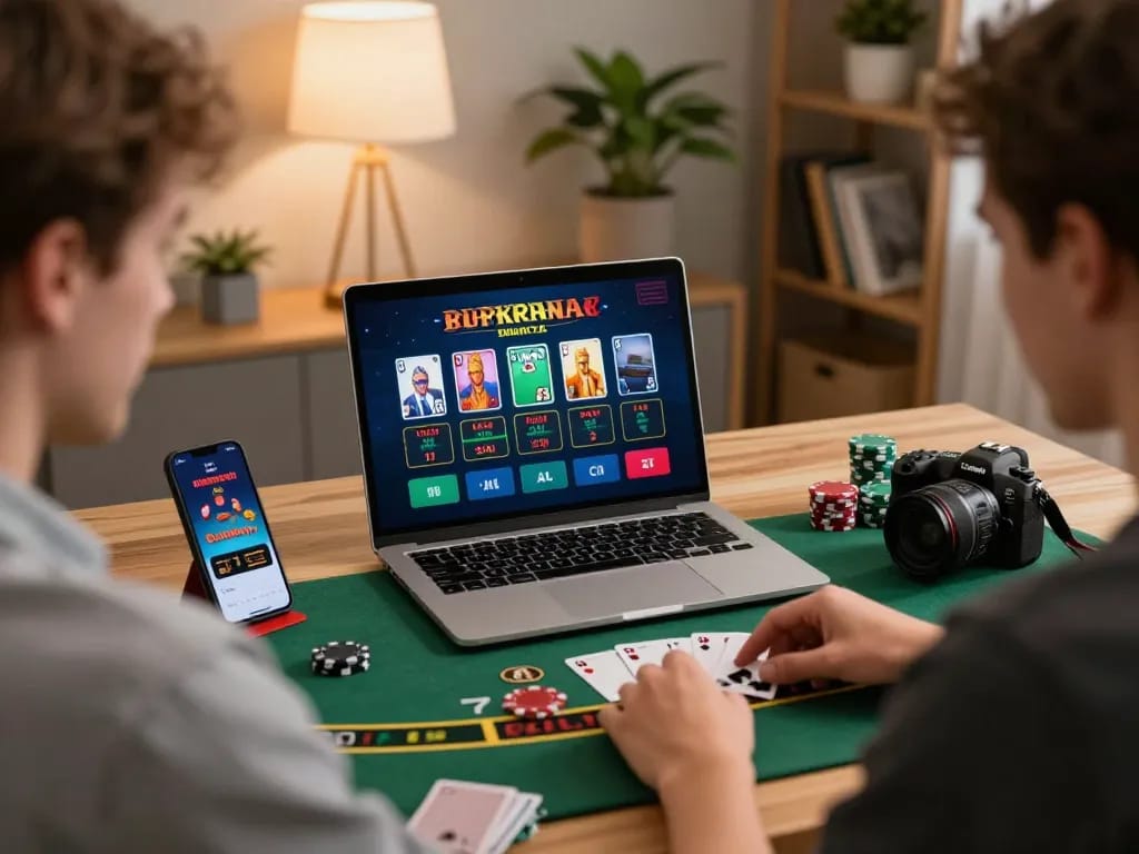 Play live dealer blackjack online with du88 on a cozy home desk setup showcasing gaming action.