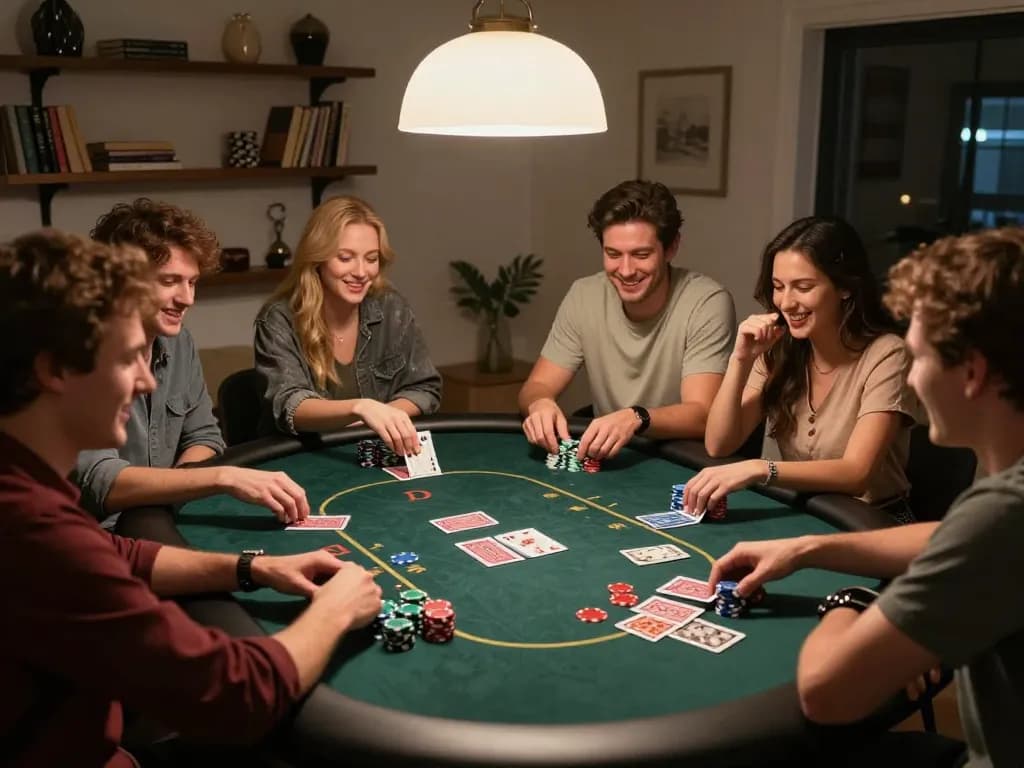 Engage in strategic gameplay at a Rikvip poker night among friends with high stakes and camaraderie.