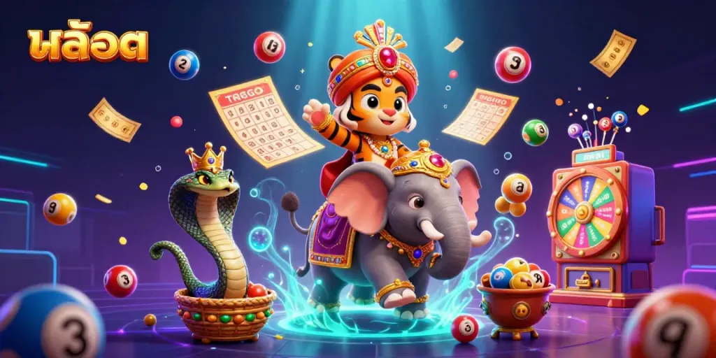 Engage in สล็อต excitement with a 3D maharaja tiger, jewel-encrusted elephant, and vibrant game elements.