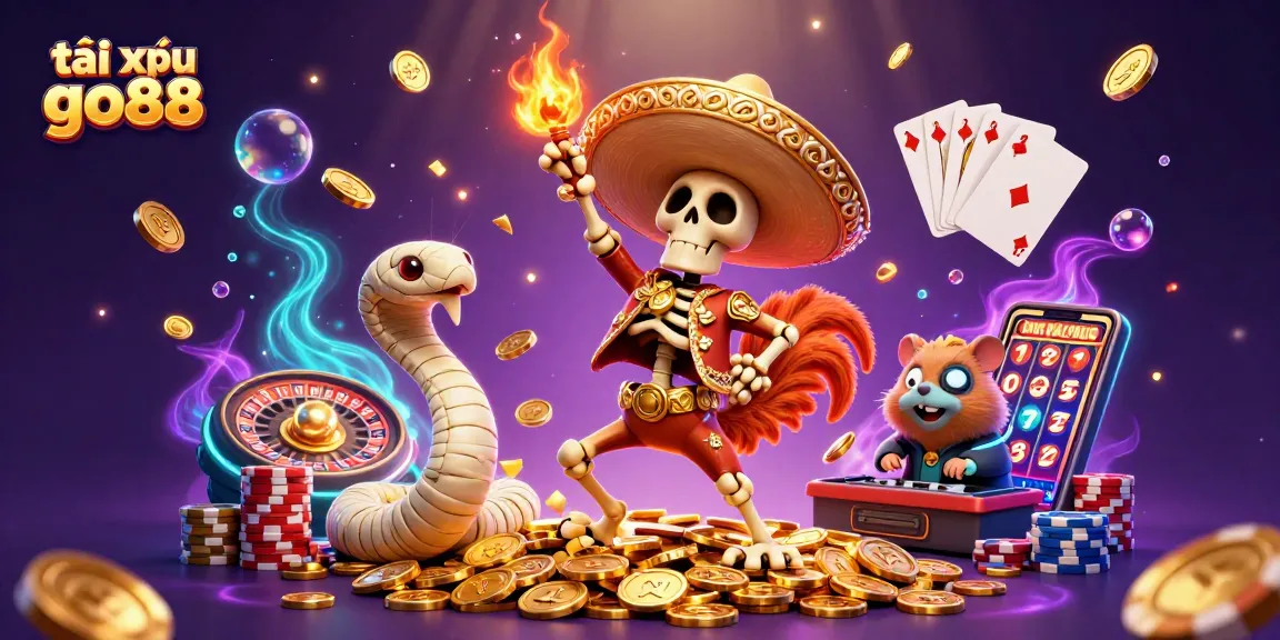 Experience the excitement of tài xỉu go88 with animated casino elements and vibrant characters.
