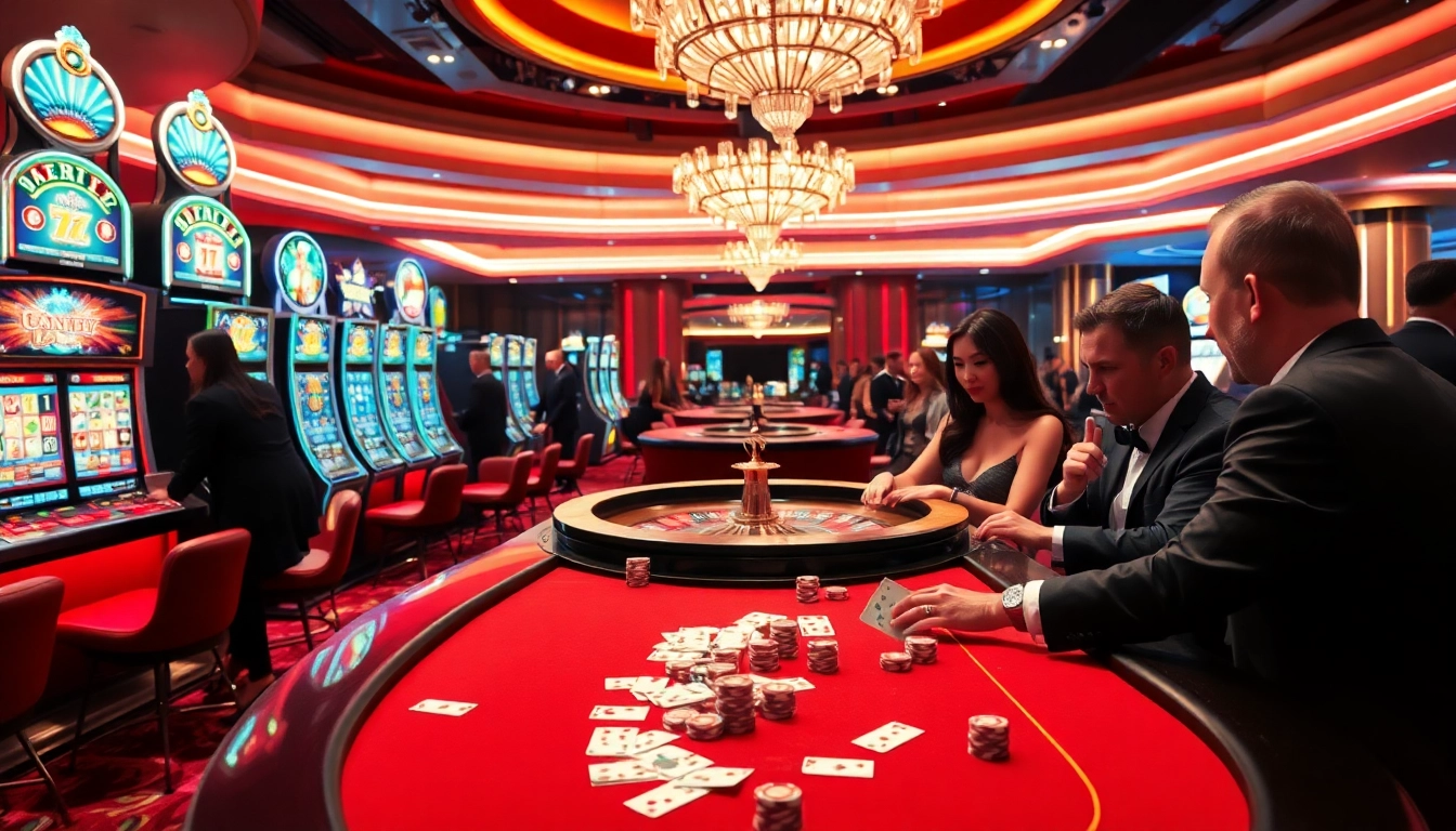 Casino Pix players engaging in thrilling games with instant payments and vibrant slot machines.