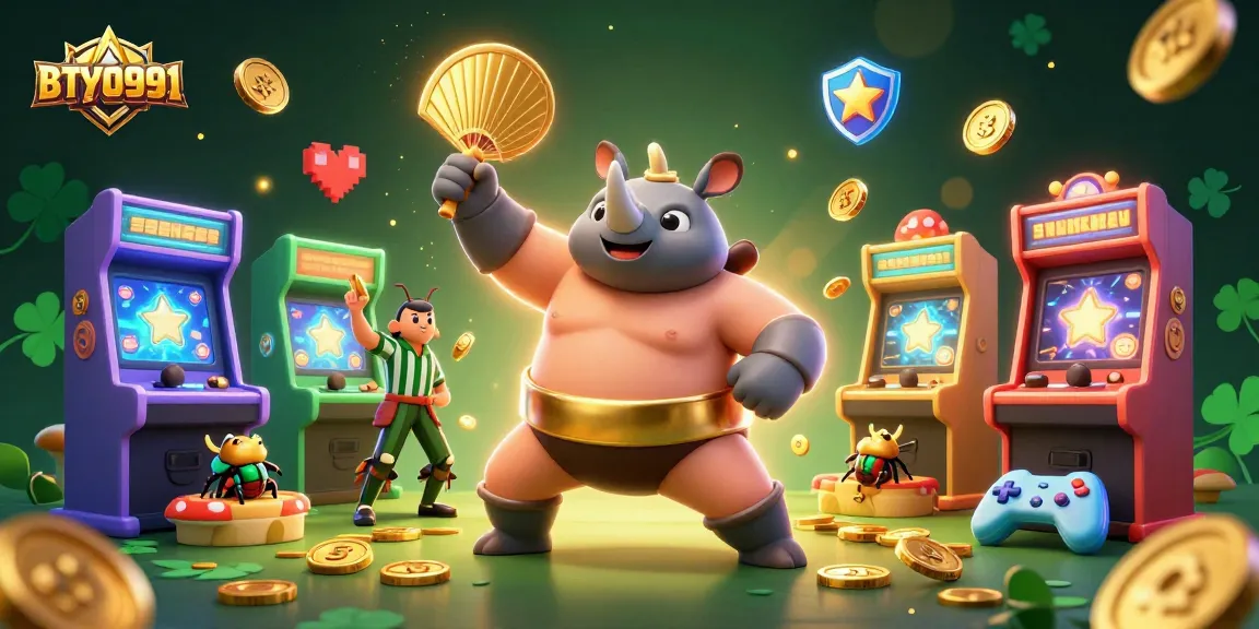 Experience the thrilling BTY0991 in a vibrant 3D casino scene with dynamic characters and gaming elements.