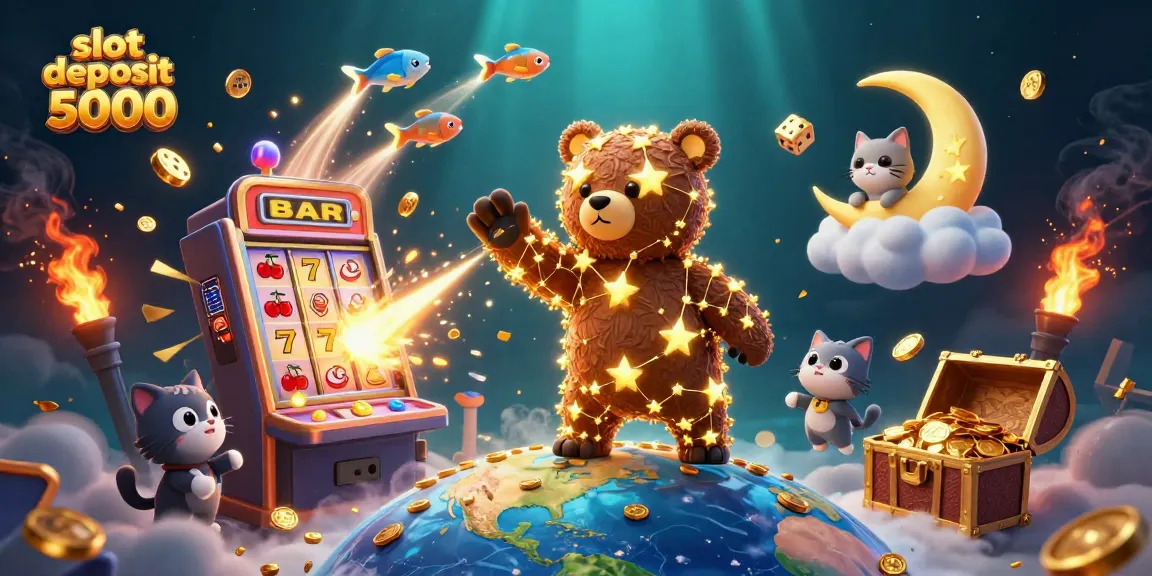 Experience the thrill of slot deposit 5000 with vibrant visuals of winning symbols and dynamic jackpot actions.