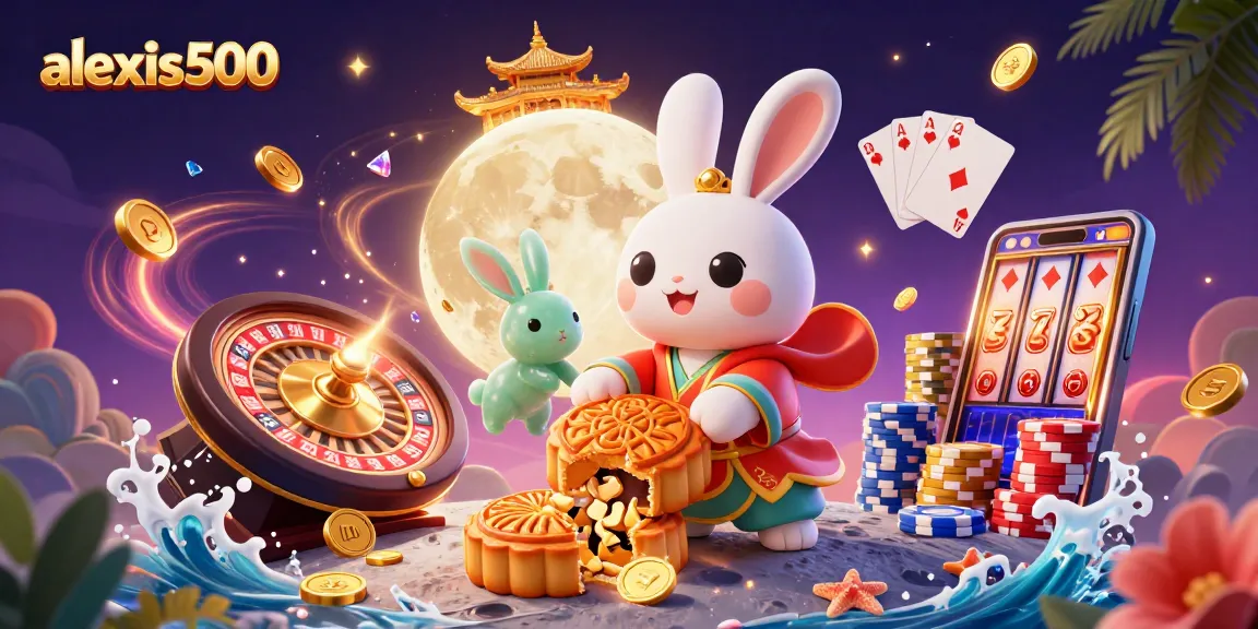 Experience a thrilling gaming adventure with alexis500, featuring vibrant 3D illustrations of casino elements.