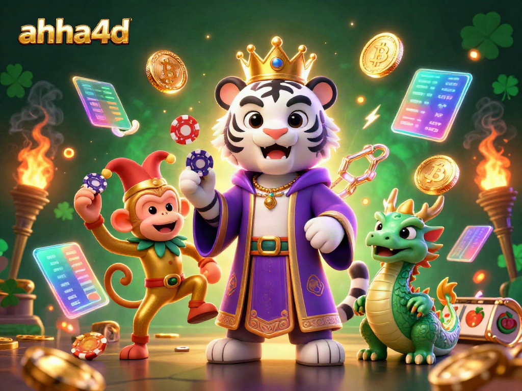 Experience thrilling wins at ahha4d with vibrant illustrations showcasing luck-filled casino elements.