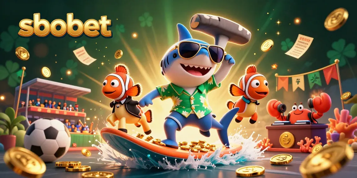 Experience sbobet betting excitement with a vibrant scene of dynamic characters and sports elements.